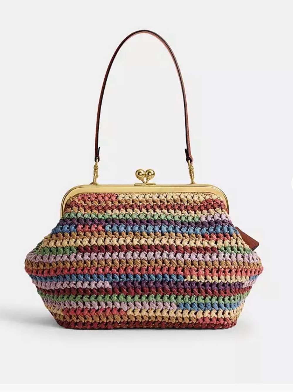 COACH Multicolor Woven Straw Kisslock 27 Bag - Picture 4 of 4